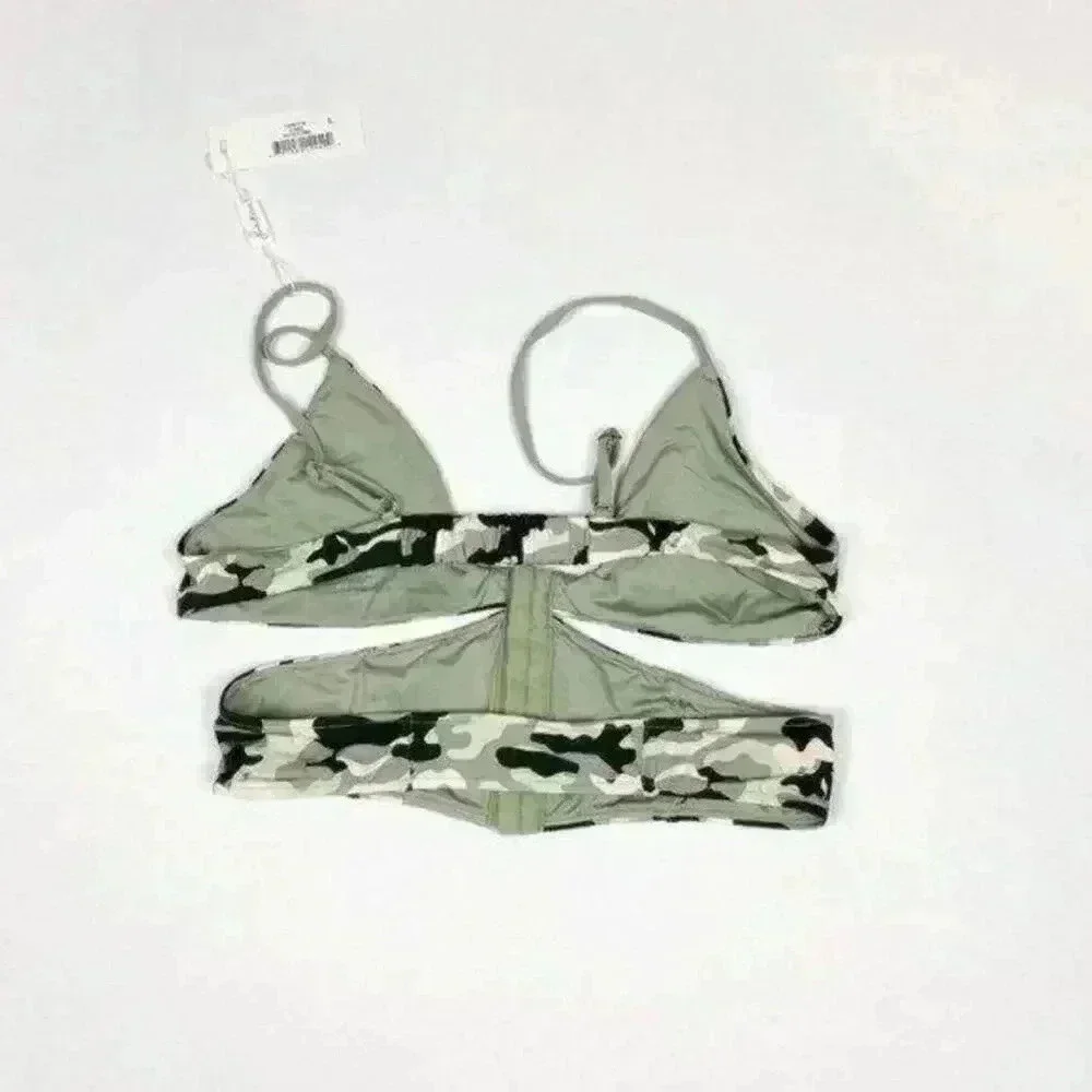 Frankie’s Bikinis Camo Finn Top &‎ Marina Bottom